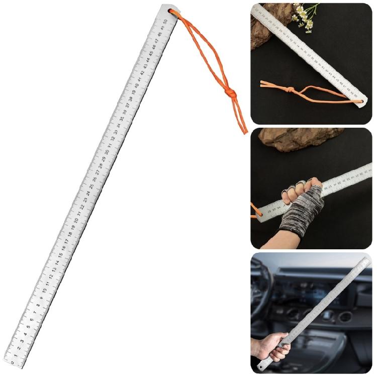 Stainless Steel 50cm Straight Ruler Car Mounted Defense Ruler Measurement Tool Multifunctional Straight Edges Ruler