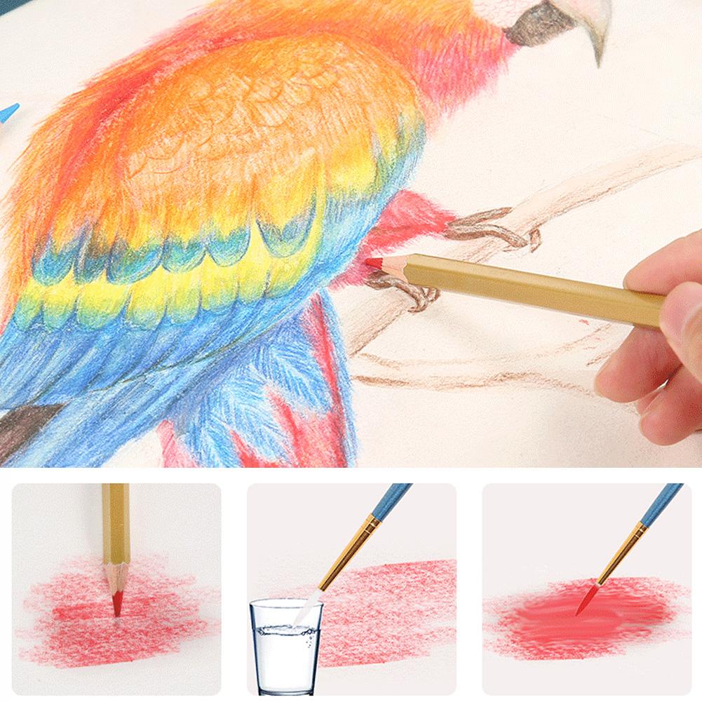 12 Color Water Soluble Pencils Art Watercolor Painting School Supplies in Iron Box