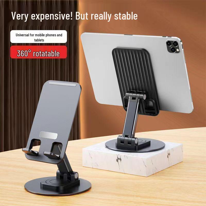 Supporto per Telefono Regolabile Rotante a 360° con Base in Metallo - Portatile e Pieghevole