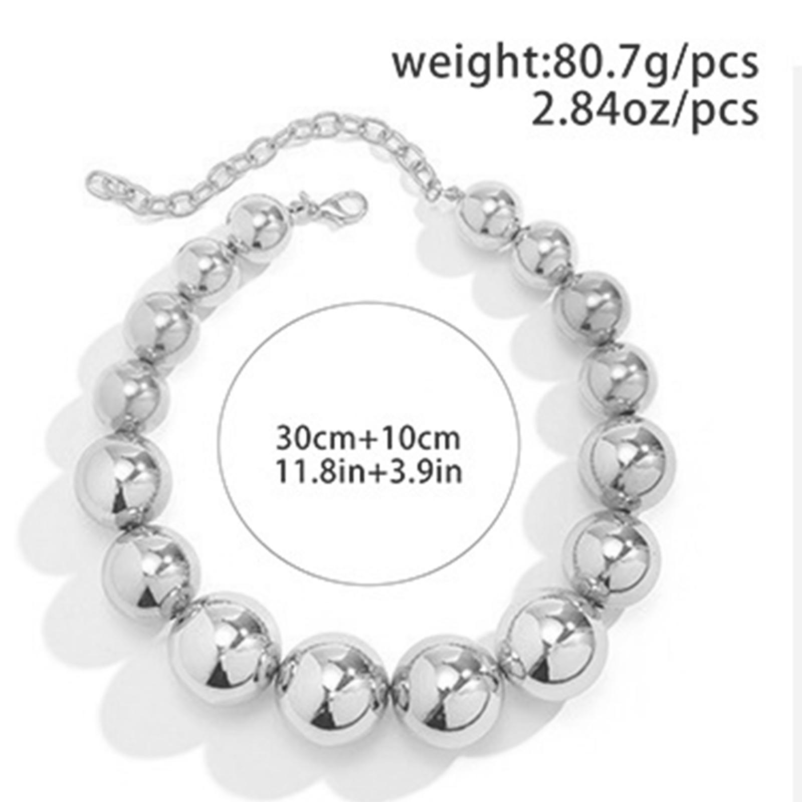 

Exaggerated Big Beads Adjustable Choker Clavicle Necklace for Women Men Punk Vintage Gold Silver Color Round Chain Necklace Gift серебряный