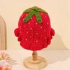 Cute Handmade Fisherman Hat Strawberry Design Red Knitted Hat Warm Hollow Yarn Hat for Girl