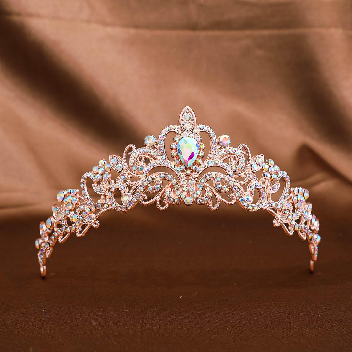 

1pc Metal Zinc Alloy Fashion Party Hair Decoration White Rhinestone Hair Accessories Bride Crown Elegant Princess Tiara for Wome