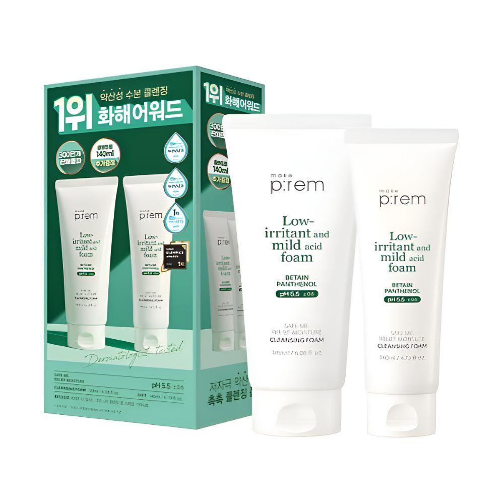 

MAKE P:REM Safe Me Relief Moisture Cleansing Foam Set 180ml + 140ml Gentle Sensitive Skin Cleanser