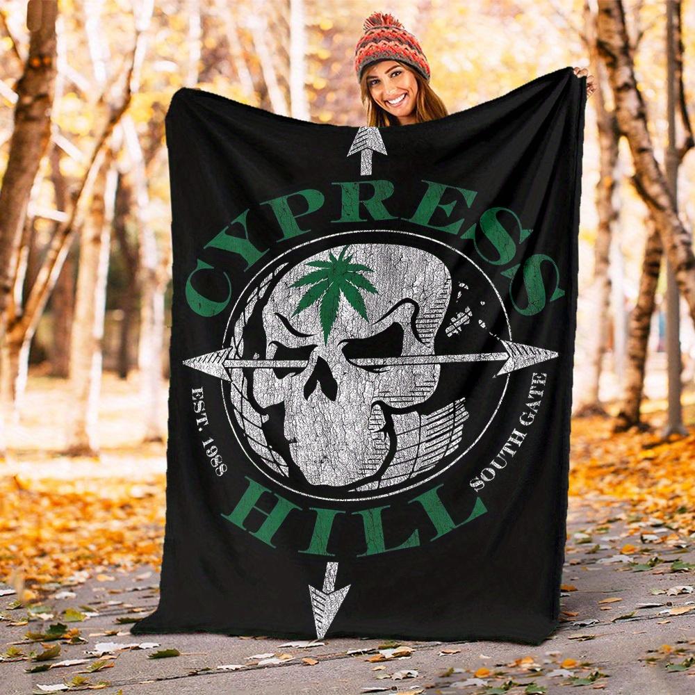 1 stuks Cypress Hill, Schedel Thema Ontwerp Flanellen Deken - 3D Geprint Zacht Warm, Lichtgewicht Plaid voor Alle Seizoenen voor Kamperen Reizen Bed-080759