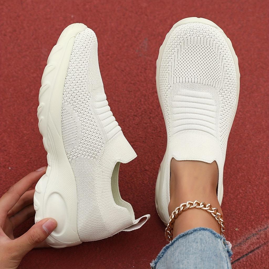 Women's Breathable Slip-On Platform Sneakers  Cushioned Comfort Low-Top Casual Shoes with Non-Slip EVA Sole Cushioned Comfort Sole