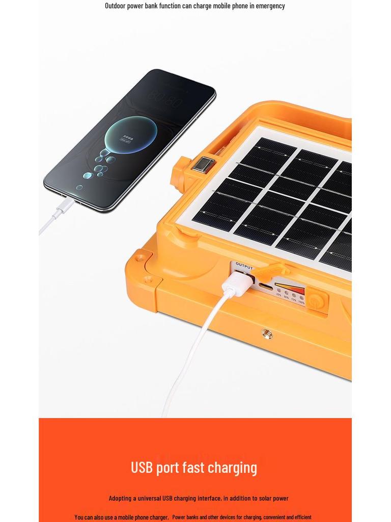 Multifunctional Solar-Powered Outdoor Floodlight and Emergency Charger
