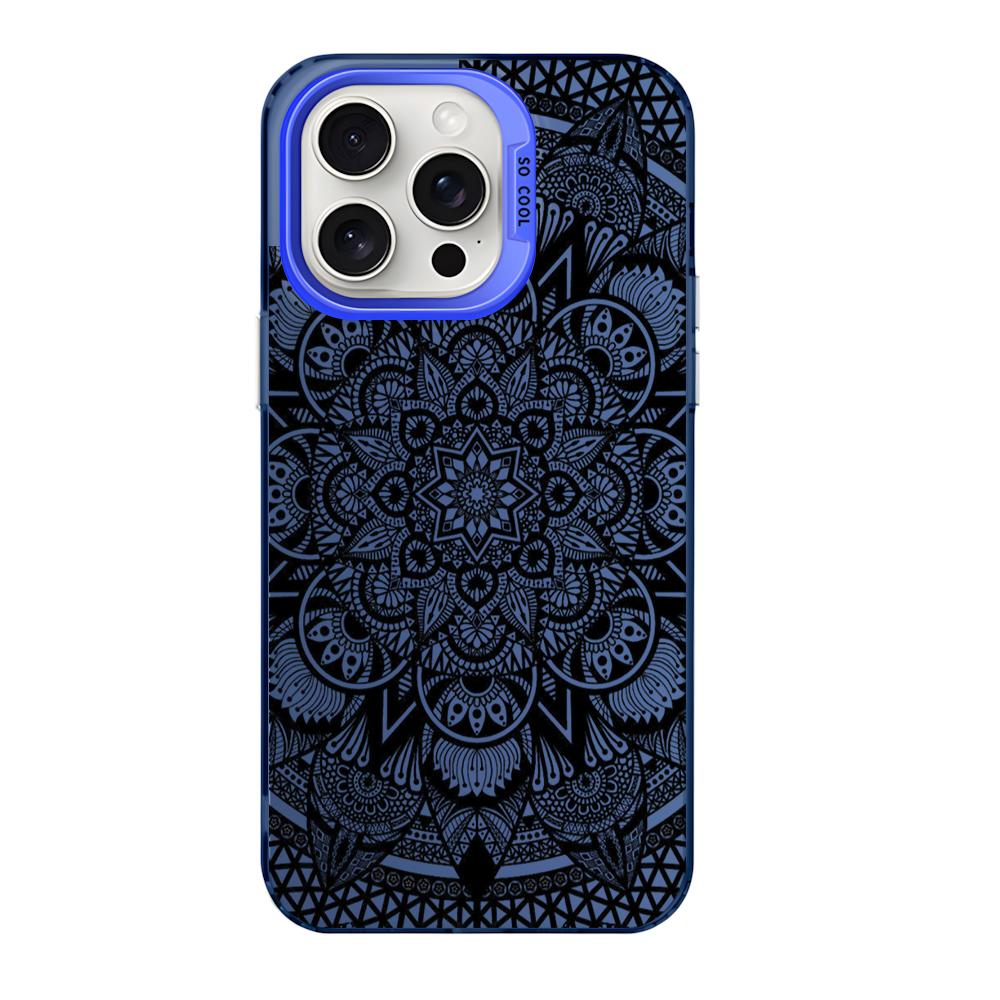 Mandala Totem Pattern Floral Case for iPhone 16 11 12 13 14 15 Pro Max XR 8 Plus Anti-Scratch Dual Layer Hard IMD Plastic Cover