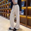 Women's High-Waisted White Chenille Corduroy Wide-Leg Pants - Spring/Summer Casual Trousers