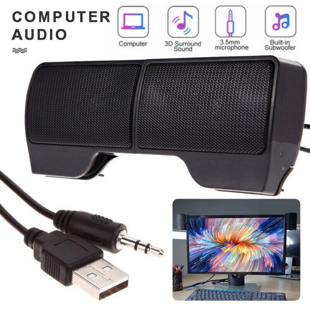 

Проволочная сетка USB Clip-On Настольный компьютер Стереодинамики Зажимаемый USB Мини-динамик 3,5 мм Звуковая панель