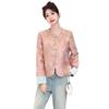 2024 Spring Women's Pink Jacquard Frog Button Fashion Coat - Chinese National Style (Model ME6031)
