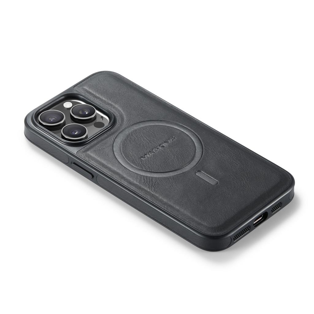 MAGKING K1 Serie Für iPhone 15 Pro Magnetische Hülle PC+TPU+PU Leder Stoßfeste Handyhülle
