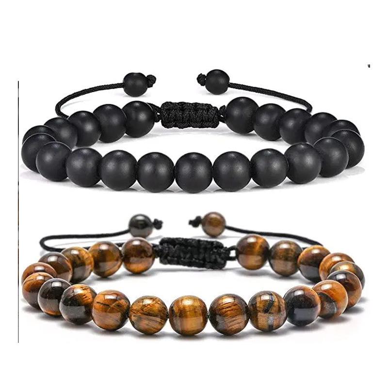 Multicolor Alloy & Volcanic Stone Yoga Bracelet with Turquoise & Tiger Eye Beads