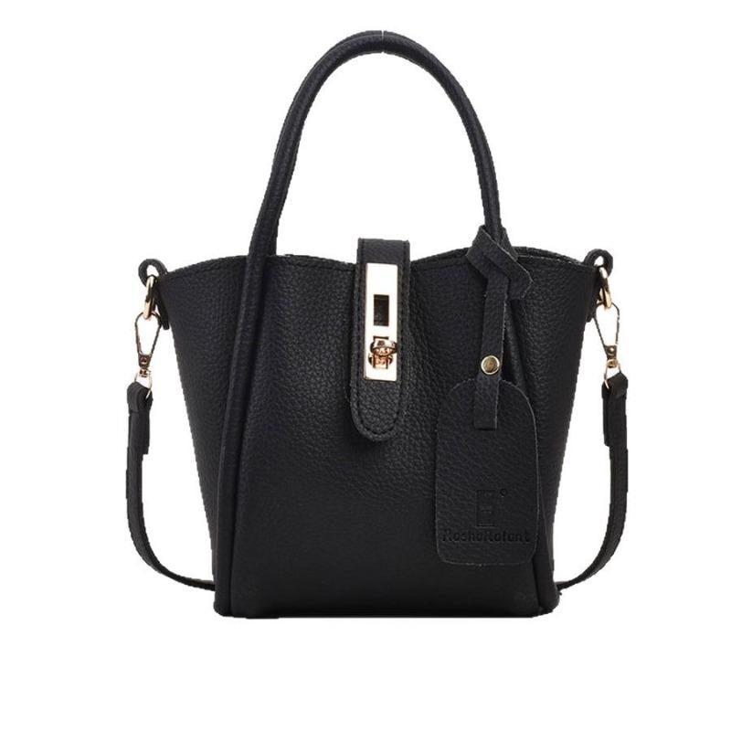 2025 Новая Ретро Мода Сумка-Ведро Многофункциональная Сумка Простая Однотонная Сумка Кроссбоди 23cm×9cm×17cm чёрный