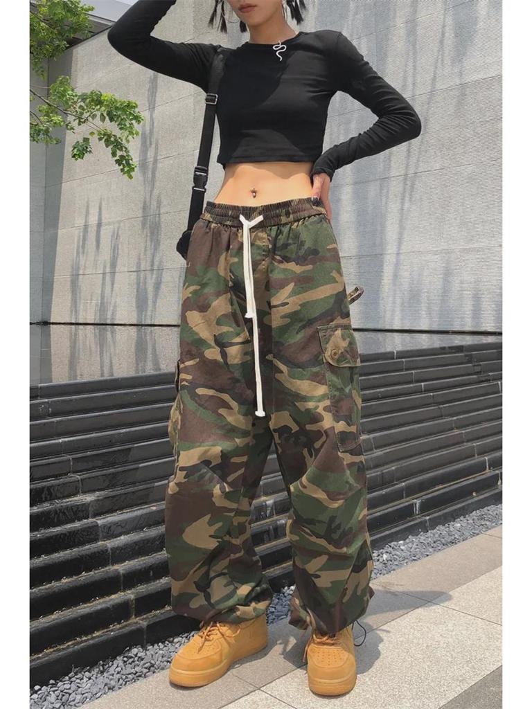 2024 American Retro Camouflage Slim Hip-Hop Overalls Women's Casual Trendy Leggings