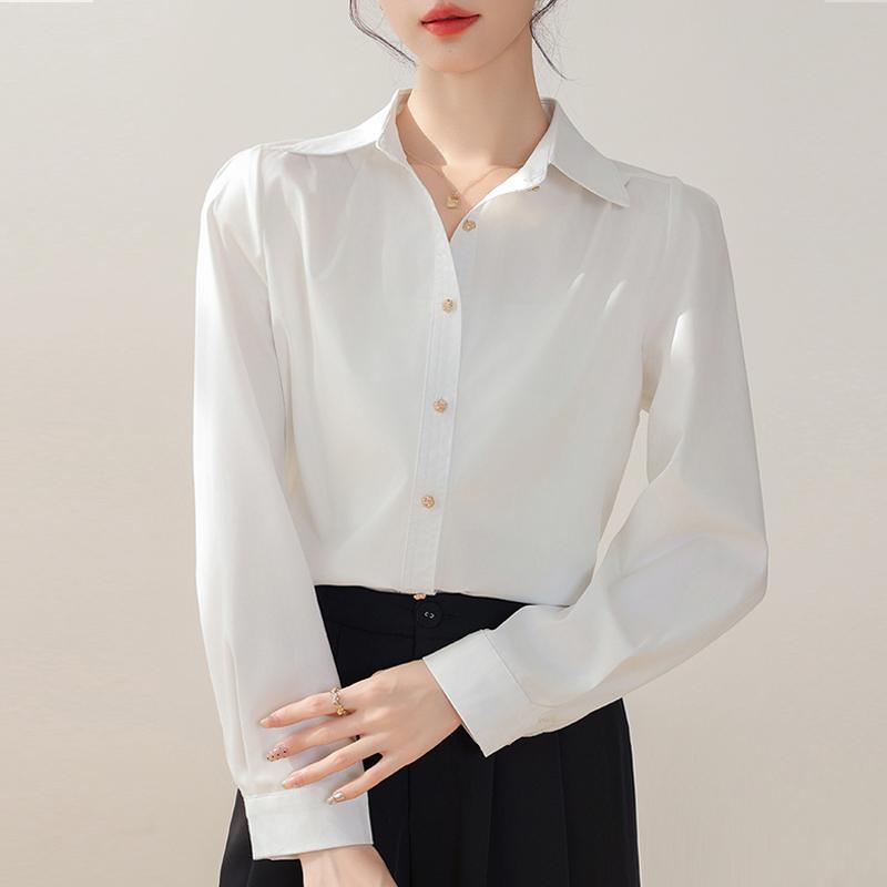 Women Blouses Shirts 2025 Spring Long Sleeve Women Blouse Shirt Office Lady Turn Down Collar White Blouse Shirt Women Tops J918