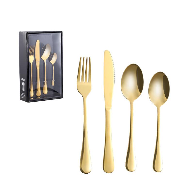Hot Sale 20PCS Stainless Steel Tableware Steak Knives and Forks Set Gold Color Knives, Forks and Spoons Gift Set