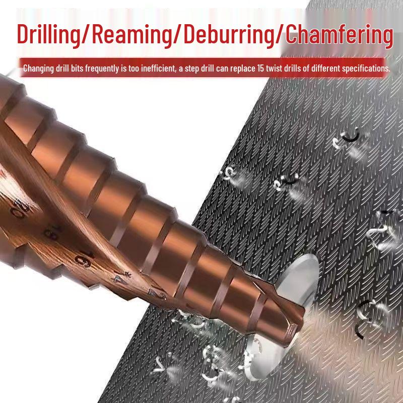 Burghiu Pagoda din oțel inoxidabil cobalt: Burghiu Treaptă Multifuncțional pentru Metal, Lemn și Plastic