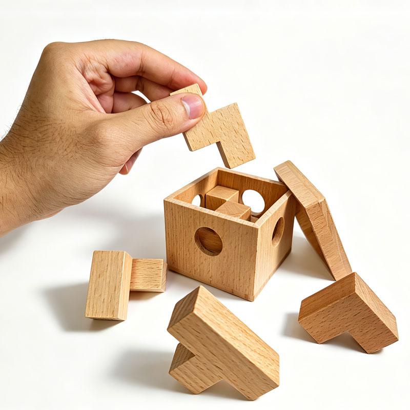 Soma Cube Puzzle In Wood Box IQ Logic Training Brain Teaser For Adults & Kids Mind Challenges Intellectual Toys Unique Gifts
