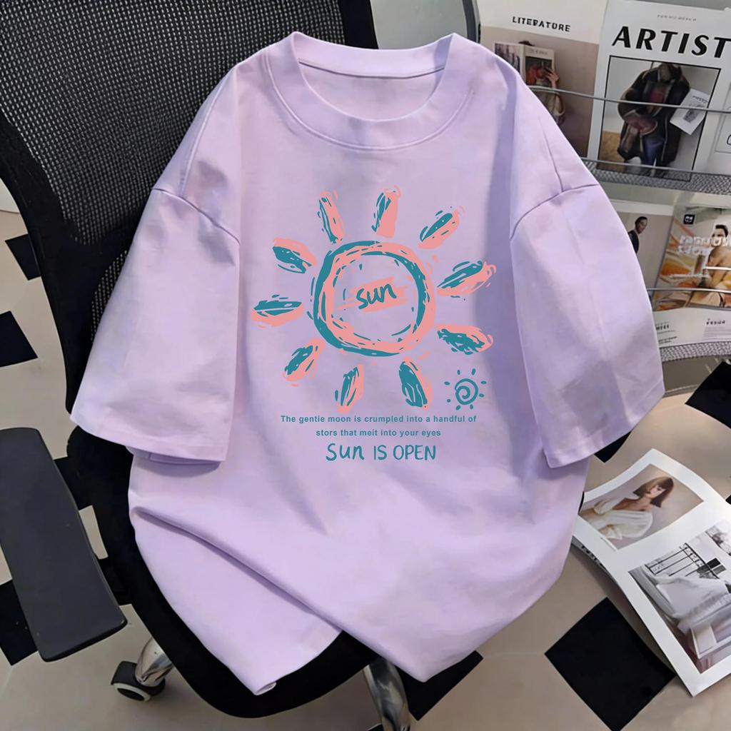 Plus Size Pure Cotton Short Sleeve T-shirt, Women's 2026 Summer Loose Chic, Hong Kong Style
