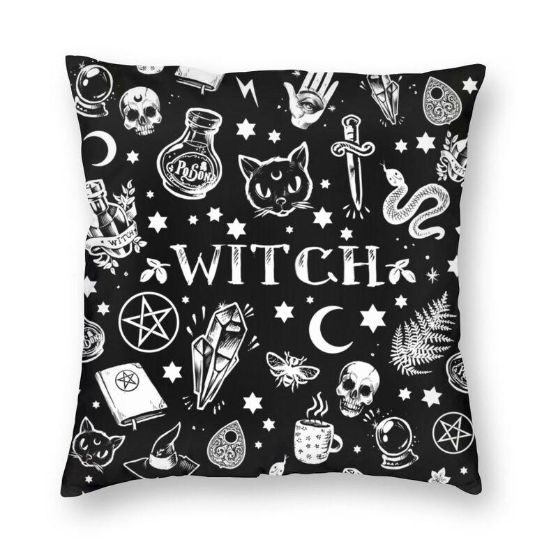 Halloween Witch Raven Square Putetrekk dekorasjon Gotisk Okkult Magic Witchy Putetrekk for sofa Bil Putetrekk
