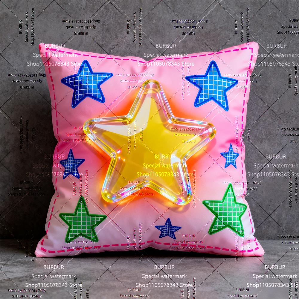 Y2K printed square pillowcase color dopamine bright color square pillowcase can be cleaned and replaced 45cmx45cm