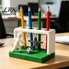 Thick Texture Pen Holder Soccer Goal And Player Figure Holder, 3D Printed Sports Odorless Stationery Theme Pencil 4 Hole Desktop Organizer for