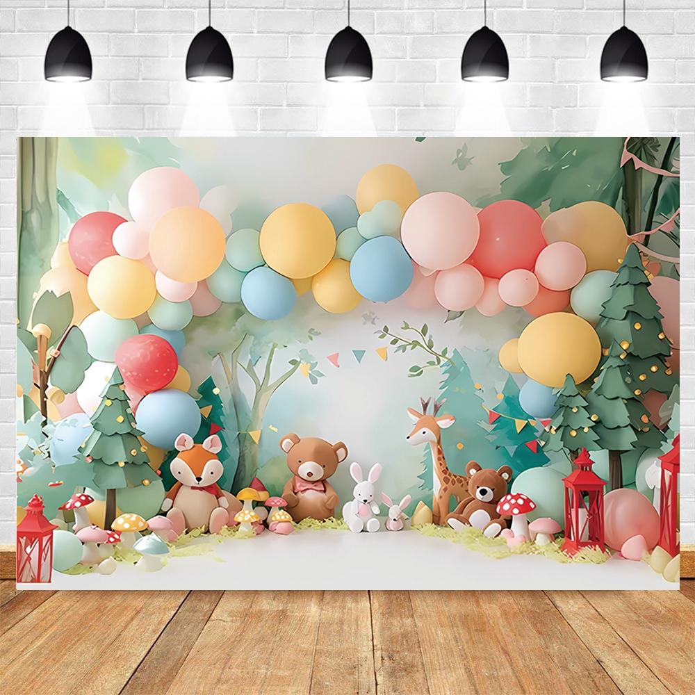 Safari Tropical Jungle Animals Baby 1st Birthday Party Photography Backdrop Wild One Baby Shower Photo Background Photo Studio