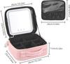 Travel Makeup Train Case with Mirror LED Light Adjustable Brightness Large Capacity Cosmetic Bag