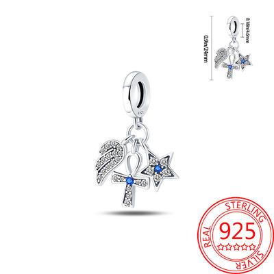 Original Copper Charms Luxury Angel Cross Pendant Star Beads Fit Bracelet Diy Women Making Delicate Gift