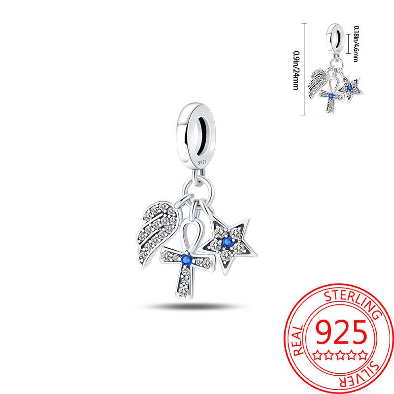 Оригинальные медные подвески Роскошный ангел Крест Звездные бусины Подходят для браслета DIY Женские Изготовление Нежный подарок