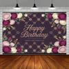 2D Lila Blumige Geburtstagskulisse, Happy Birthday Rosen-Party Hintergrundtuch
