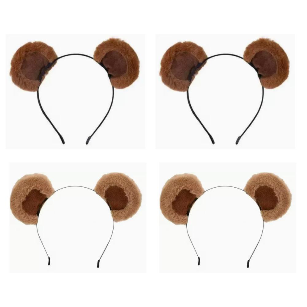 Braunbär Ohren Niedliches Stirnband Flauschiges Grizzly Haarband Tierohren Kopfschmuck für Make-up Gesicht Waschen Party Halloween Geschenk