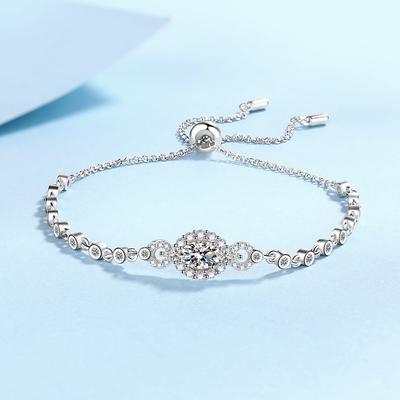 S925 Sterlingsilber Moissanit Armband für Damen Modisch Schlicht Pt950 Vergoldet Exquisites Verstellbares Armband