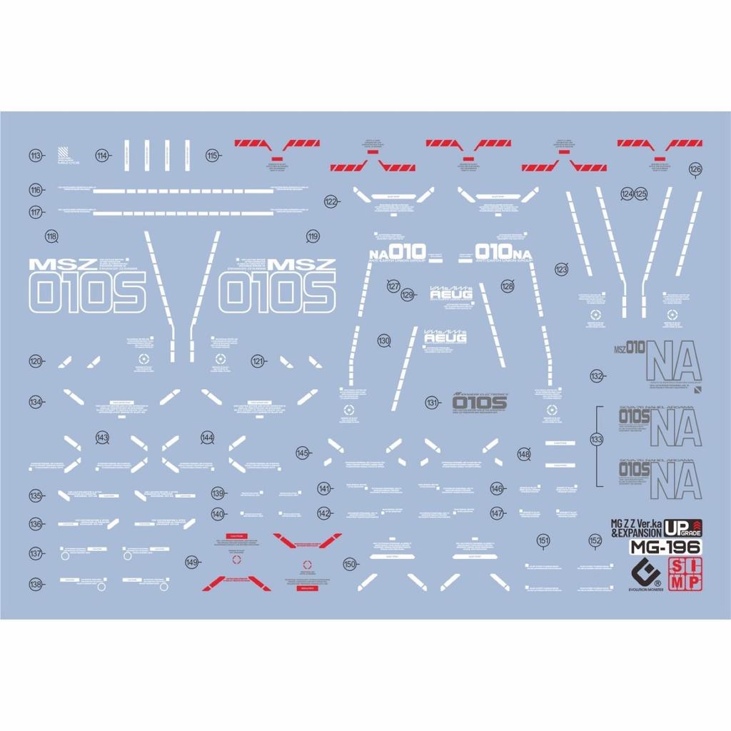 HG RG MG PG RE HiRM Robot MS Decals MG Mobile Suit Gundam ZZ Enhanced Double Zeta Gundam Fluorescent!! Detail-Up Water-Transfer (for 1/100 Ver.Ka)