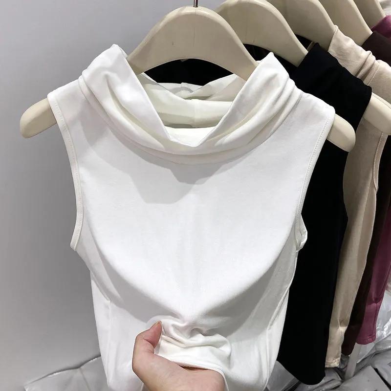 Modal Sleeveless Vest Women's Autumn  High Collar Simple and Western Style Pile Collar with Waistcoat Bottoming Top