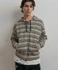 Dustywhite Beige Knit Striped Zip-Up Hoodie