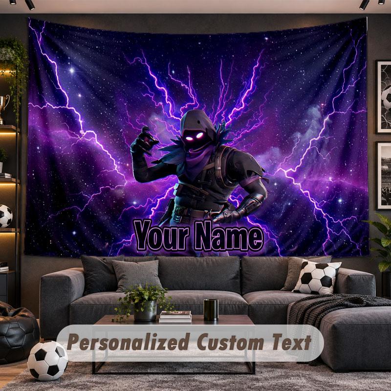 Wall Hanging Tapestry Custom NameFortnite Pattern Personalized Printed Fabric Wall Decor