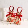 Tulip Rose Flower Drawstring Bag Pearl Pendant Festive Sugar Bag Ins Canvas Wrist Bag Festival