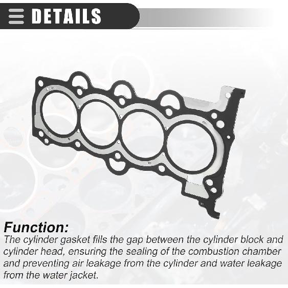 Motoforti Cylinder Head Gasket, Suitable for 1.6L Engine, for Hyundai Accent 2012-2022, Metal, No.223112B003/223112B004, Brown Black