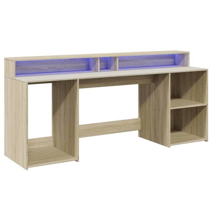 VidaXL Desk with LED Lights Sonoma Oak Engineered Wood, Writing Desk, Computer Desk, Home Office Desk, 3309440