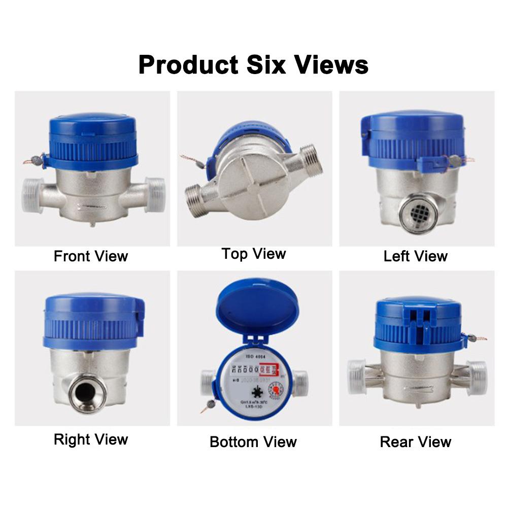 DN15 Smart Water Meter Mechanical Rotary Calibrator for Household Water Use with Clear Dial and Copper Plated Nickel