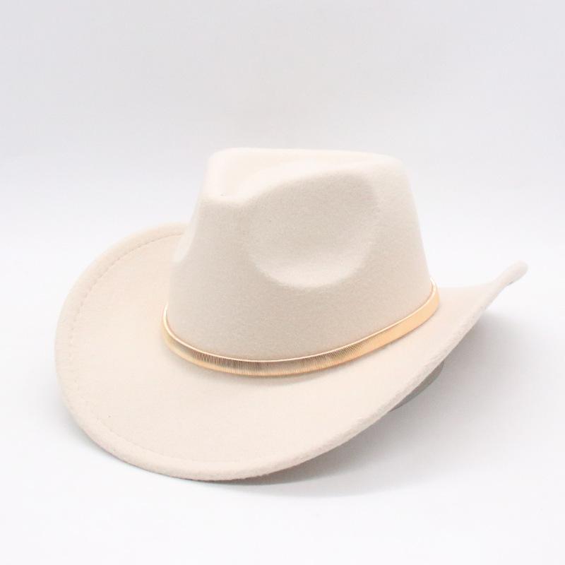 Точечный Закатанный Козырек Колокольчик Формы Джазовый Шляпа Металлическое Кольцо Новый Нейтральный Простой Персиковое Сердце Верх Шерстяной Цилиндр Этнический Шляпа One size fits all [d peach cow]