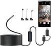 Dual Lens Lens Waterproof Industrial Endoscope Camera with 8 LEDs Smartphone Scope Camera USB Full HD Microscope Compatible with 5M Rigid Cable 2K &