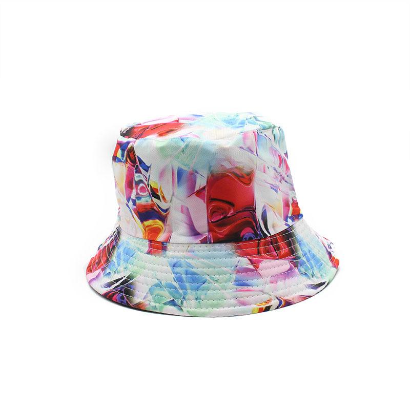 Trend Basin Hat Bucket Hat Spring And Summer Geometric Tie-Dye Flower Sun Hat Women'S Bucket Hat