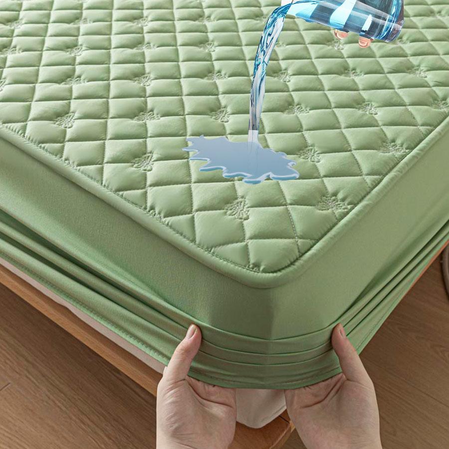 3D Thickened 100% Waterproof Mattress Cover, Bed Sheet Mattress Protector, Soft And Breathable Bed Sheet, Pillowcase Gray/White