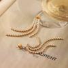 Korean Temperament Sweet Stainless Steel Zircon 18K Gold Plated Vintage Party Fashion Pendant Earrings