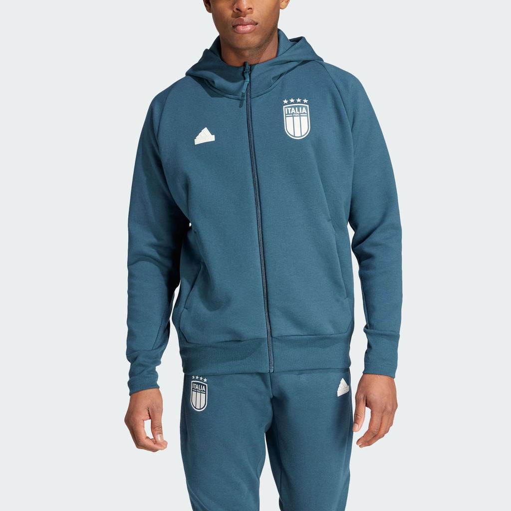 Adidas Italy National Team Football Casual Culture Hoodie Jacket Men Jacket Arctic-Blue IU2118