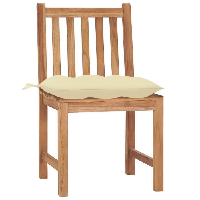 VidaXL Chaises de jardin 6 pcs avec coussins Bois de teck massif 3073132