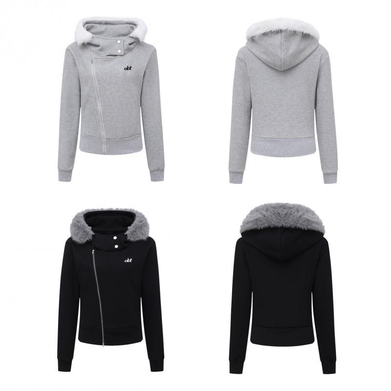 Mens Oversized Hooded Sweatshirt With Detachable Faux Fur Collar Embroidered Irregular Zipper Design Streetwear