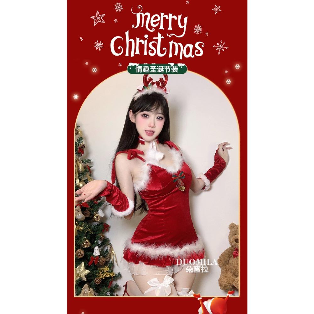Domila 2024 New Christmas Robe Bunny Uniform Set Sexy Underwear Sexy Pajamas